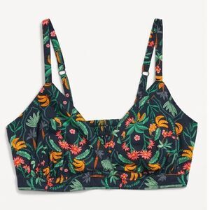NWT Old Navy women's cross front poplin bralette size 2X banana tropical print